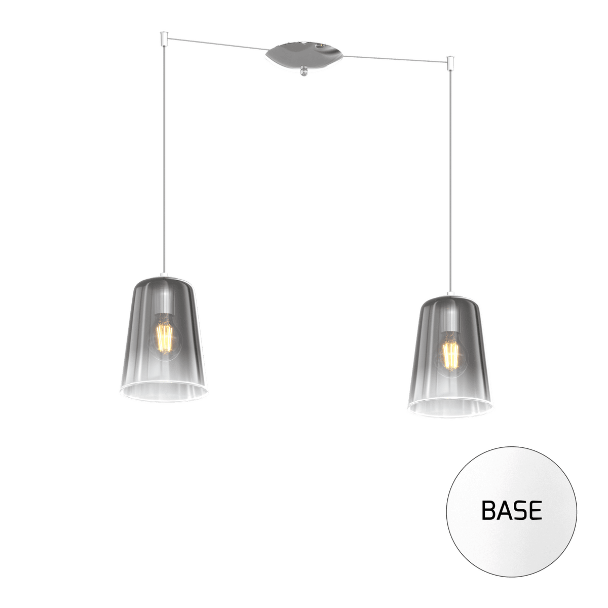 1164BI/S2 S-CR SHADED SOSP. BIANCO SPOSTABILE 2 LUCI CROMO