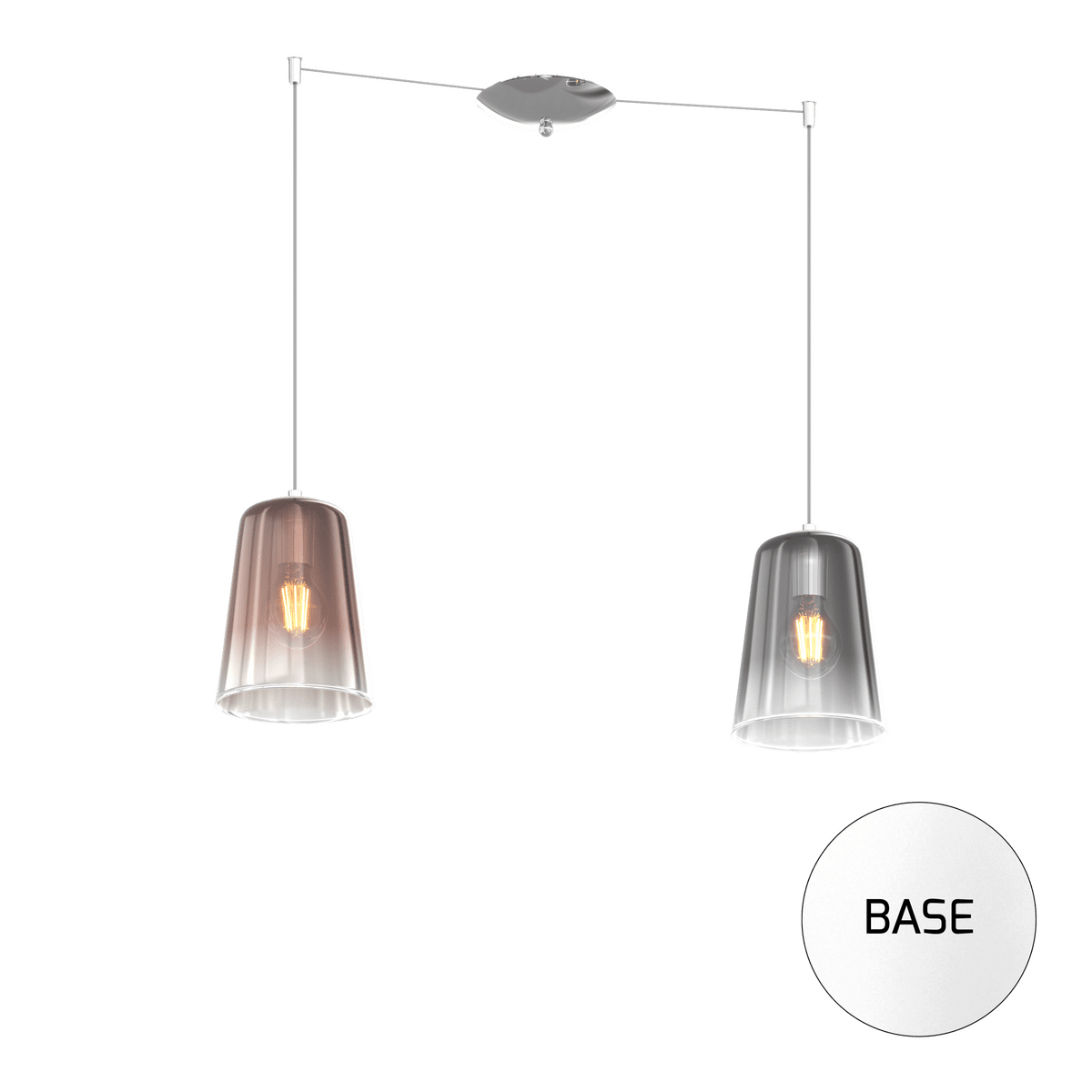 1164BI/S2 S-RC SHADED SOSP. BIANCO SPOSTABILE 2 LUCI (1 RA + 1 CR)