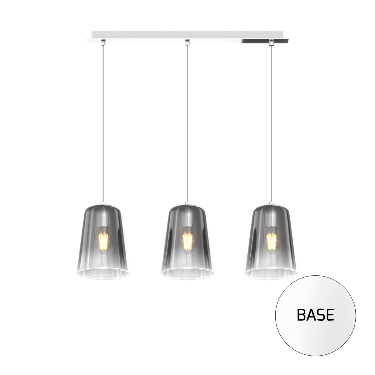 1164BI/S3 R-CR SHADED SOSP. BIANCO RETTANGOLARE 3 LUCI CROMO