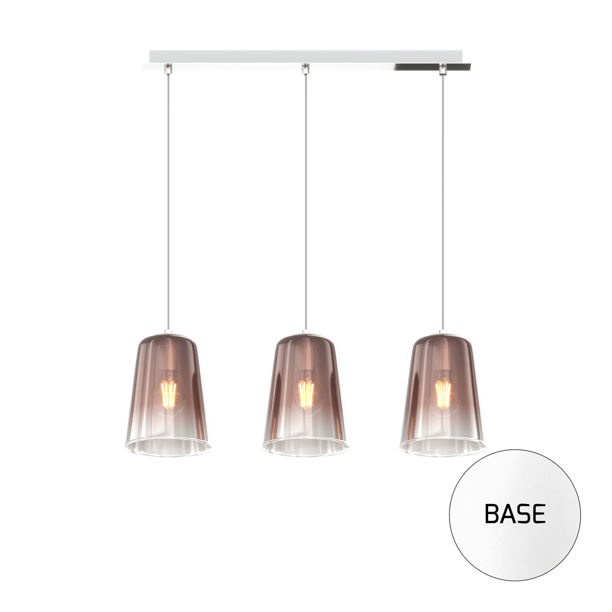 1164BI/S3 R-RA SHADED SOSP. BIANCO RETTANGOLARE 3 LUCI RAME