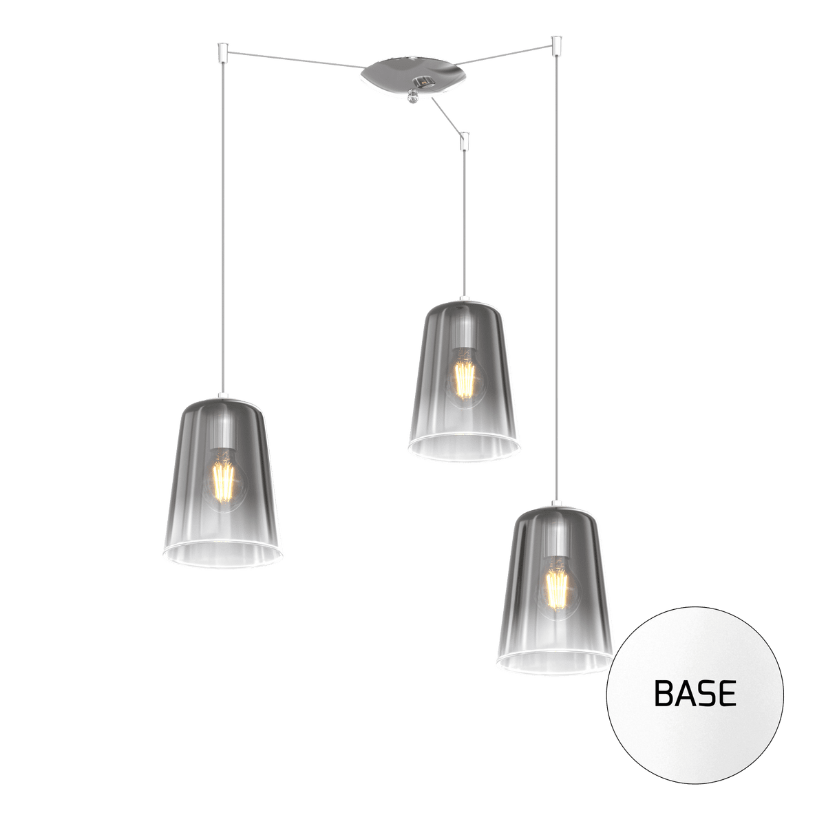 1164BI/S3 S-CR SHADED SOSP. BIANCO SPOSTABILE 3 LUCI CROMO