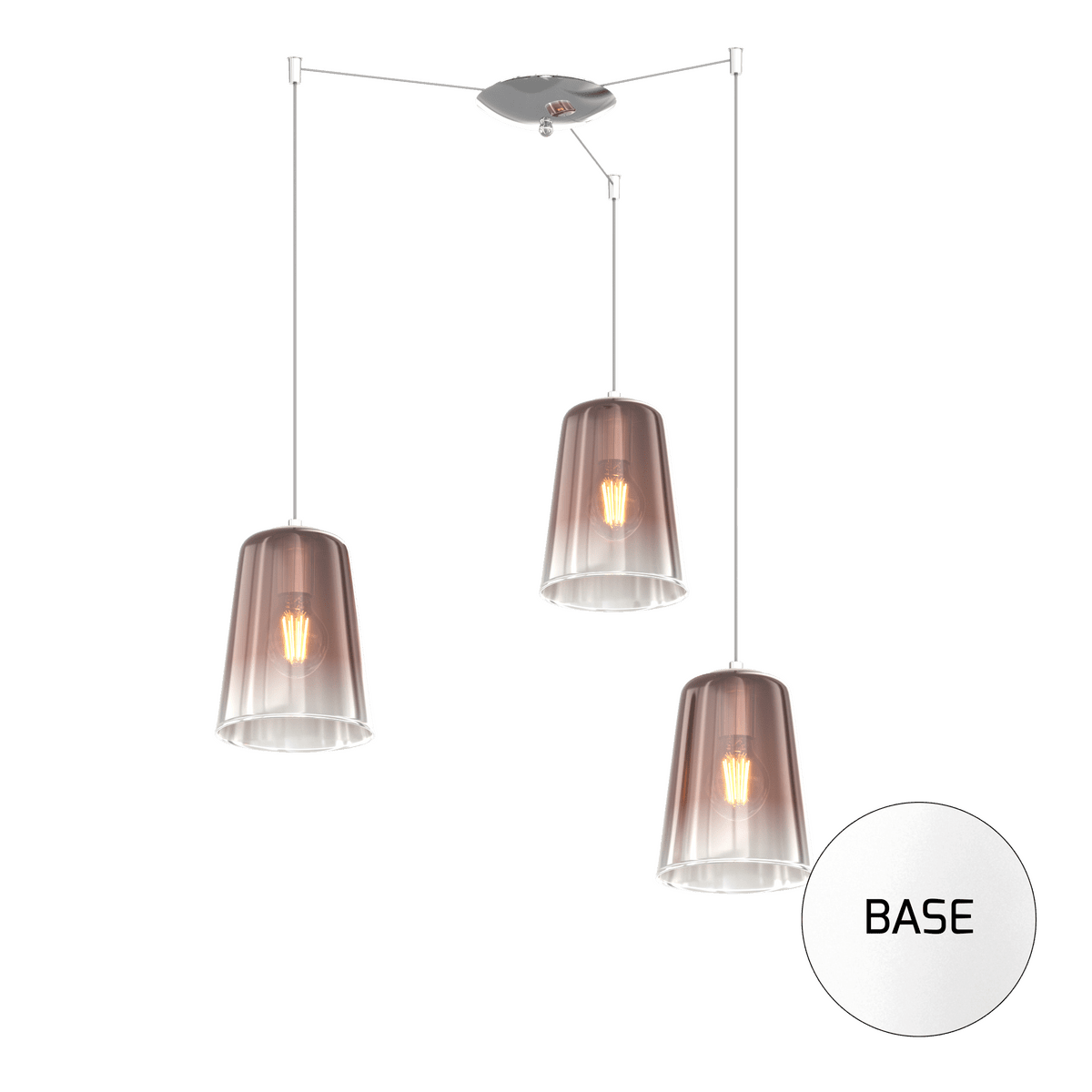 1164BI/S3 S-RA SHADED SOSP. BIANCO SPOSTABILE 3 LUCI RAME
