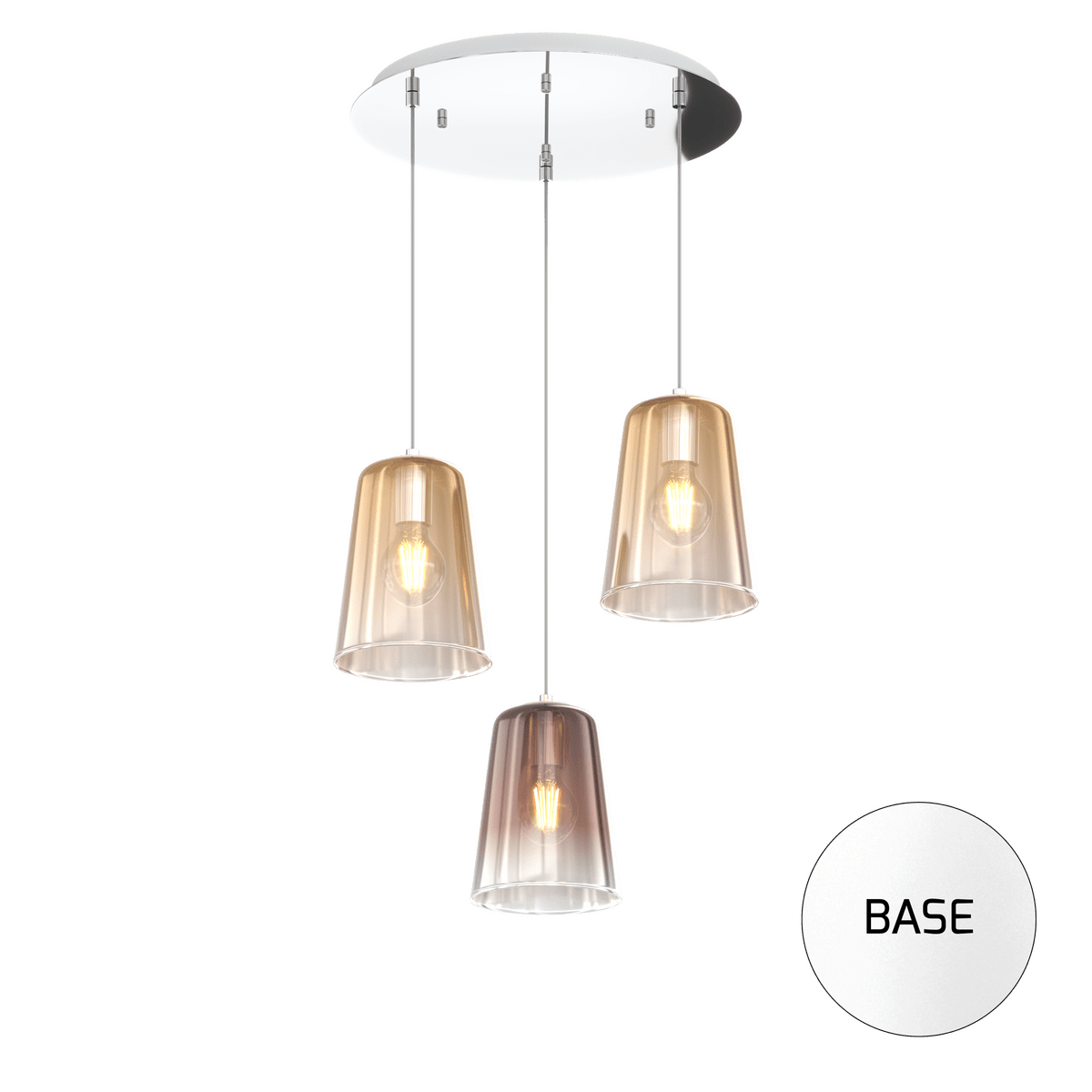 1164BI/S3 T-AR SHADED SOSP. BIANCO TONDA 3 LUCI (2 AM + 1 RA)