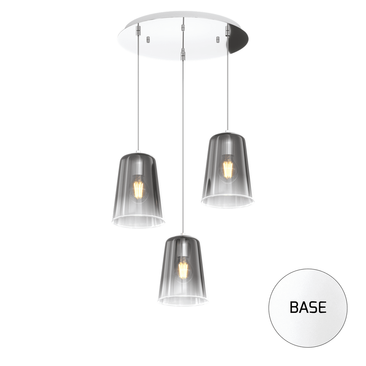 1164BI/S3 T-CR SHADED SOSP. BIANCO TONDA 3 LUCI CROMO
