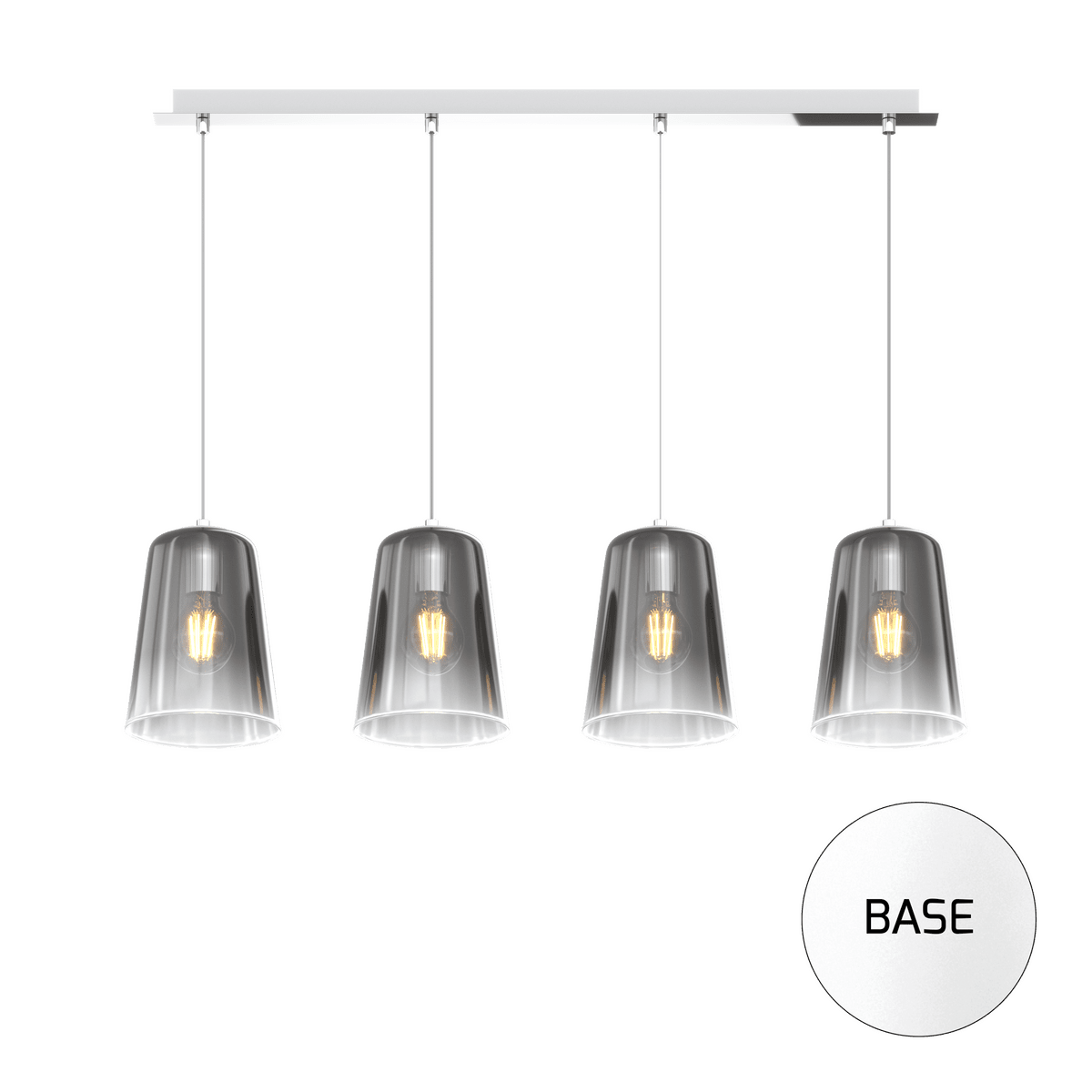 1164BI/S4 R-CR SHADED SOSP. BIANCO RETTANGOLARE 4 LUCI CROMO
