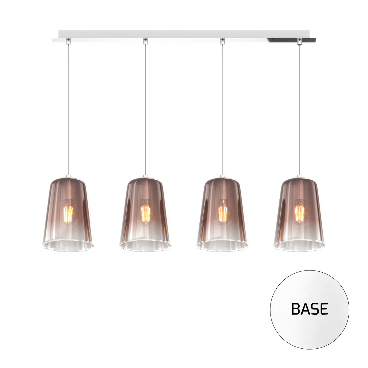 1164BI/S4 R-RA SHADED SOSP. BIANCO RETTANGOLARE 4 LUCI RAME