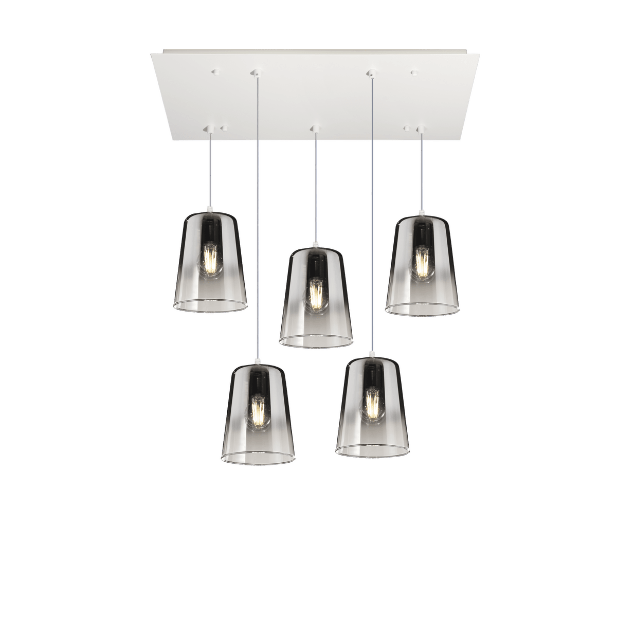 1164BI/S5 R-CR SHADED SOSP. BIANCO RETTANGOLARE 5 LUCI CROMO