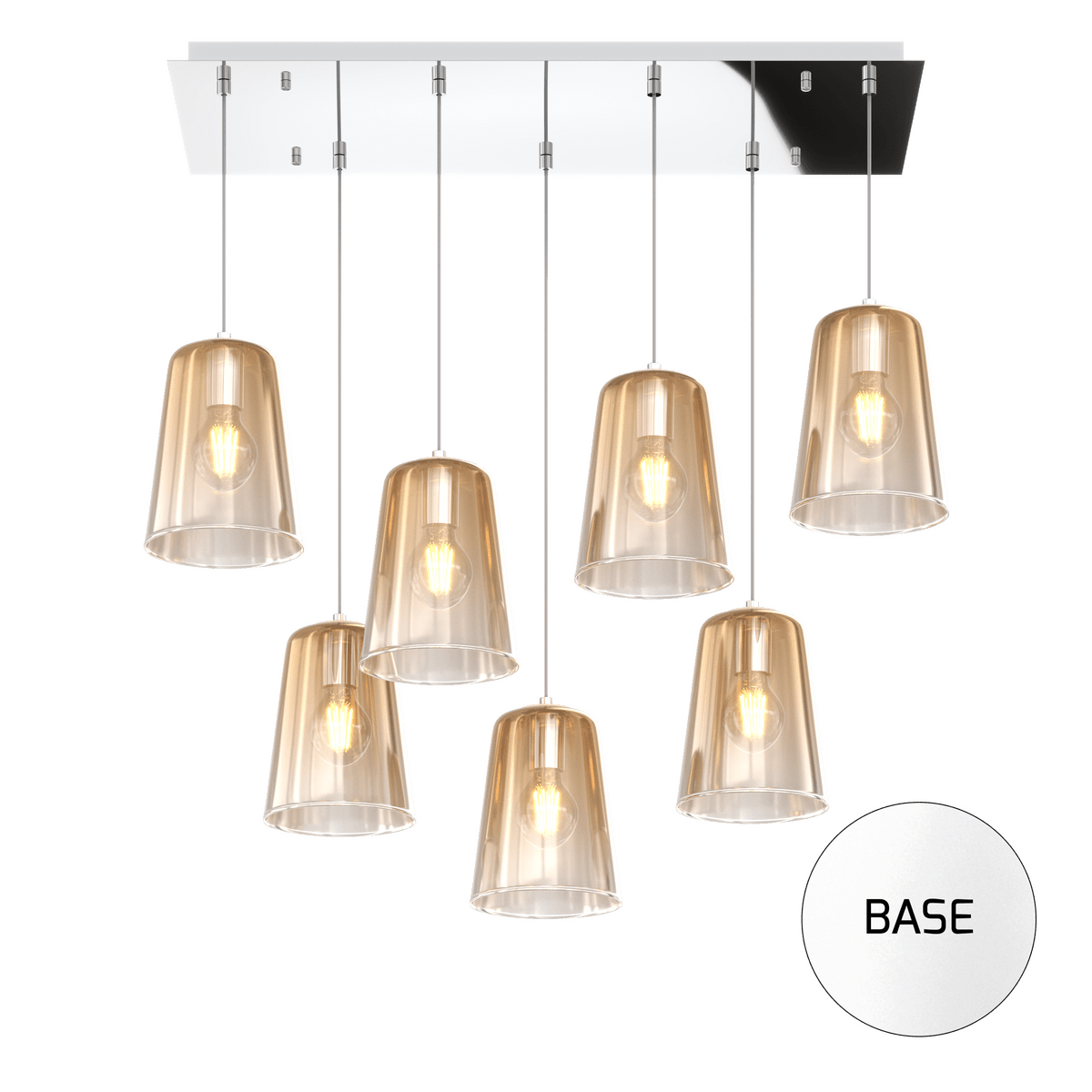 1164BI/S7 R-AM SHADED SOSP. BIANCO RETTANGOLARE 7 LUCI AMBRA