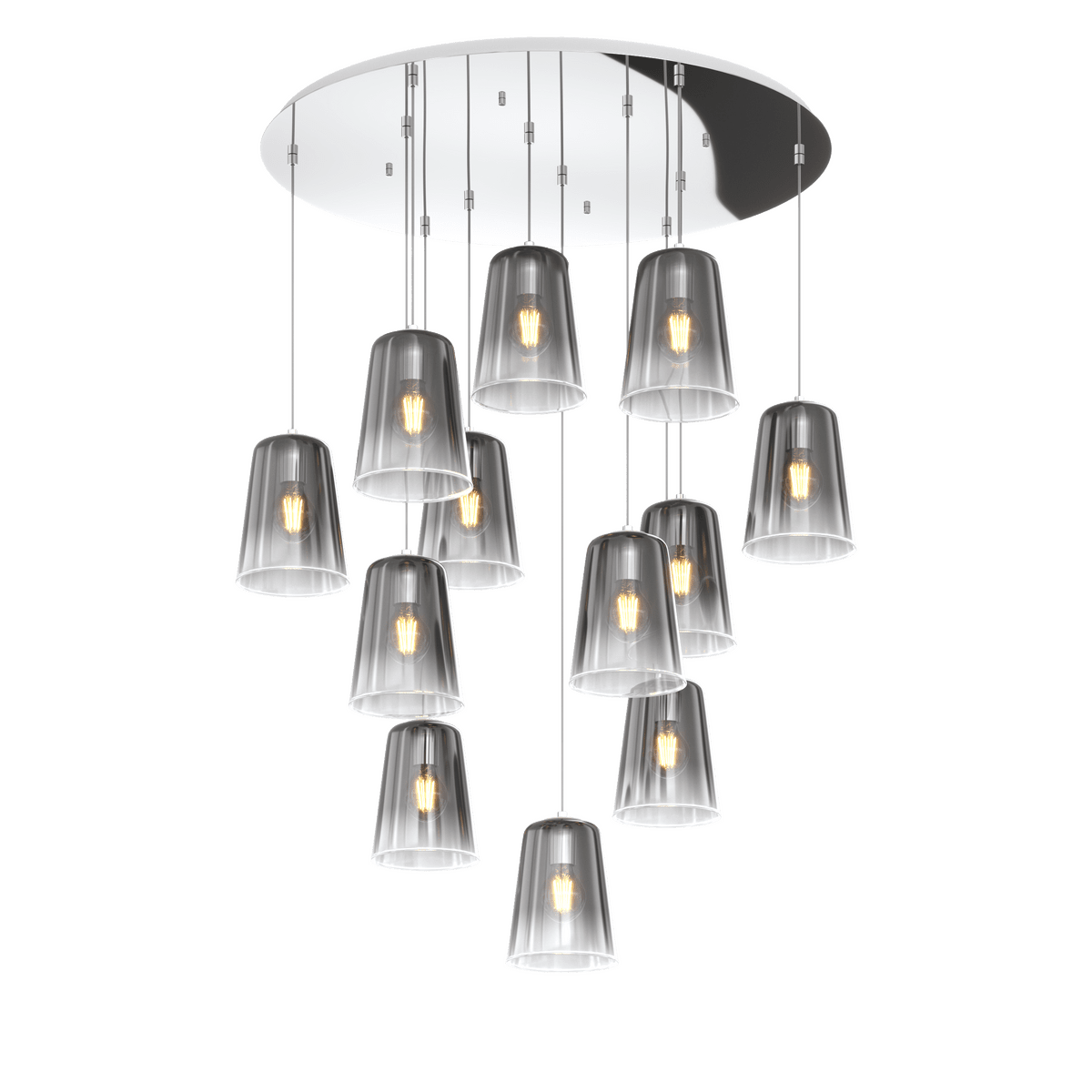 1164CR/S12 T-CR SHADED SOSP. CROMO TONDA 12 LUCI CROMO