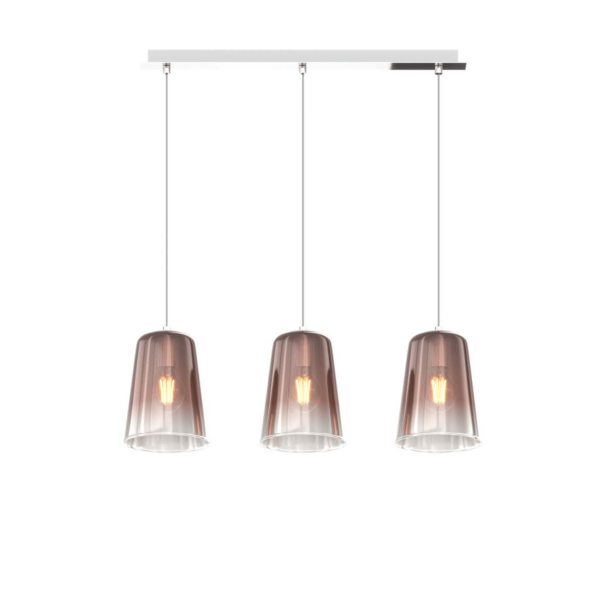 1164CR/S3 R-RA SHADED SOSP. CROMO RETTANGOLARE 3 LUCI RAME