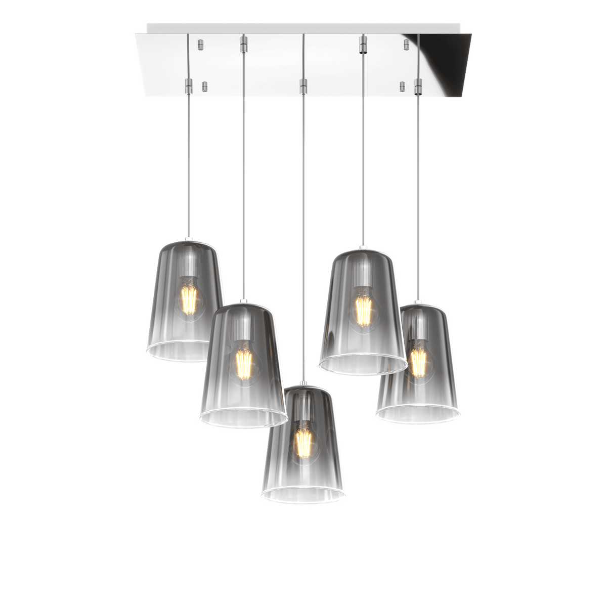 1164CR/S5 R-CR SHADED SOSP. CROMO RETTANGOLARE 5 LUCI CROMO