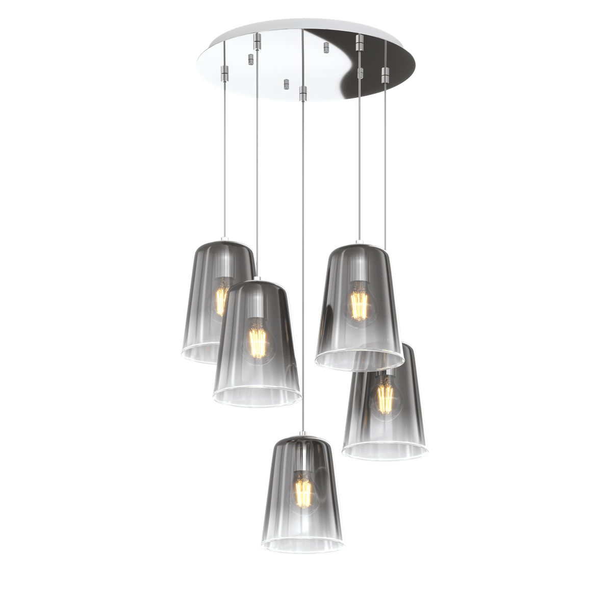 1164CR/S5 T-CR SHADED SOSP. CROMO TONDA 5 LUCI CROMO