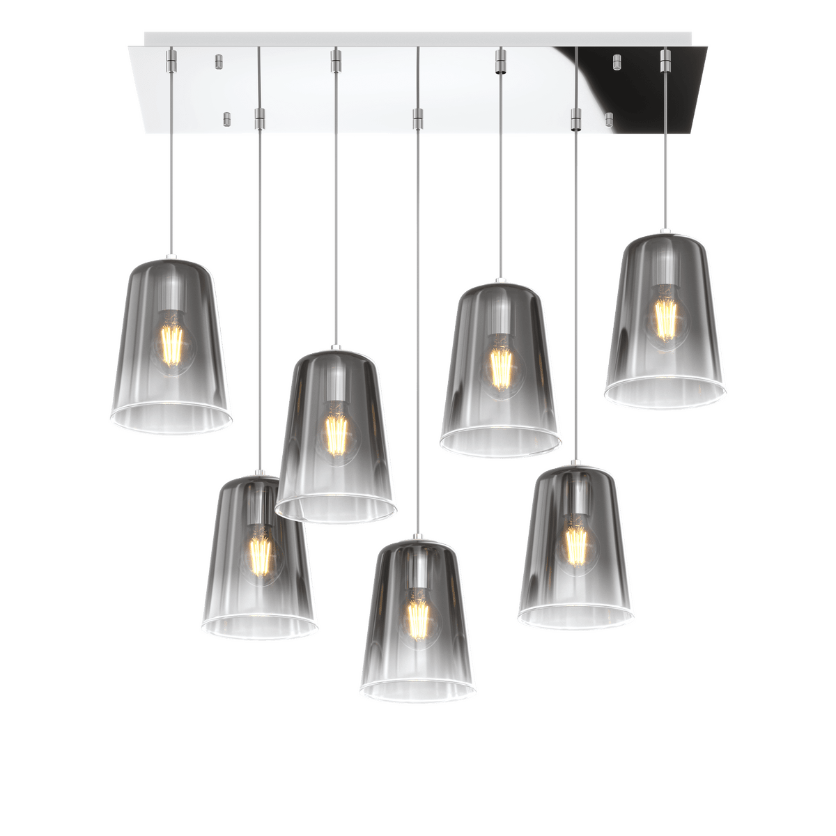 1164CR/S7 R-CR SHADED SOSP. CROMO RETTANGOLARE 7 LUCI CROMO