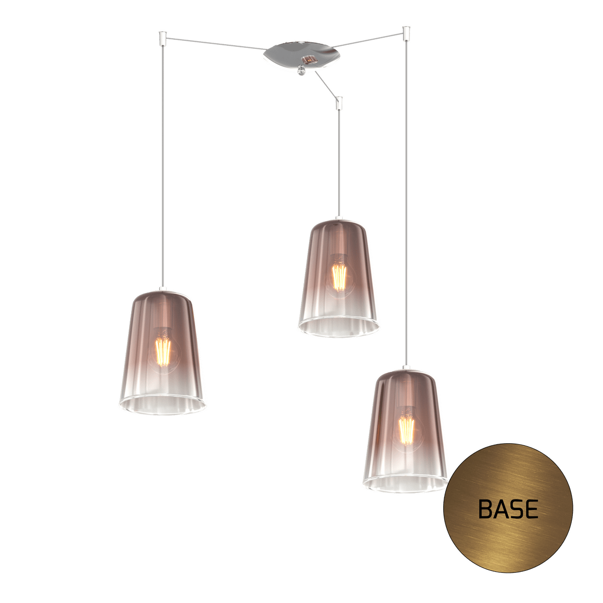 1164OS/S3 S-RA SHADED SOSP. OTTONE SAT. SPOSTABILE 3 LUCI RAME