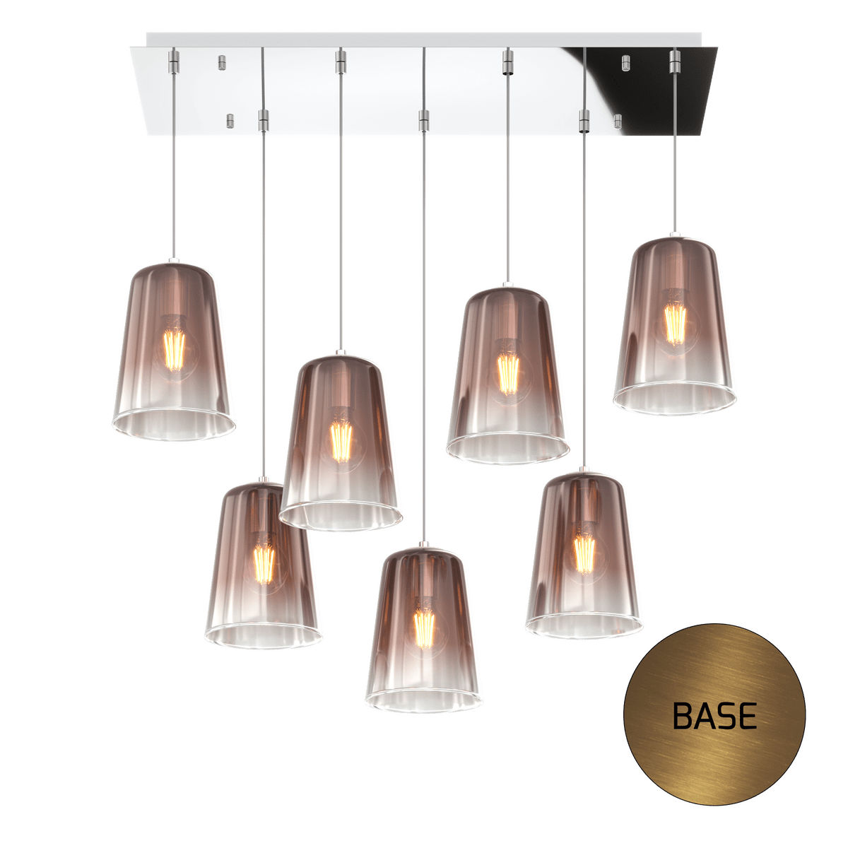 1164OS/S7 R-RA SHADED SOSP. OTTONE SAT. RETTANGOLARE 7 LUCI RAME