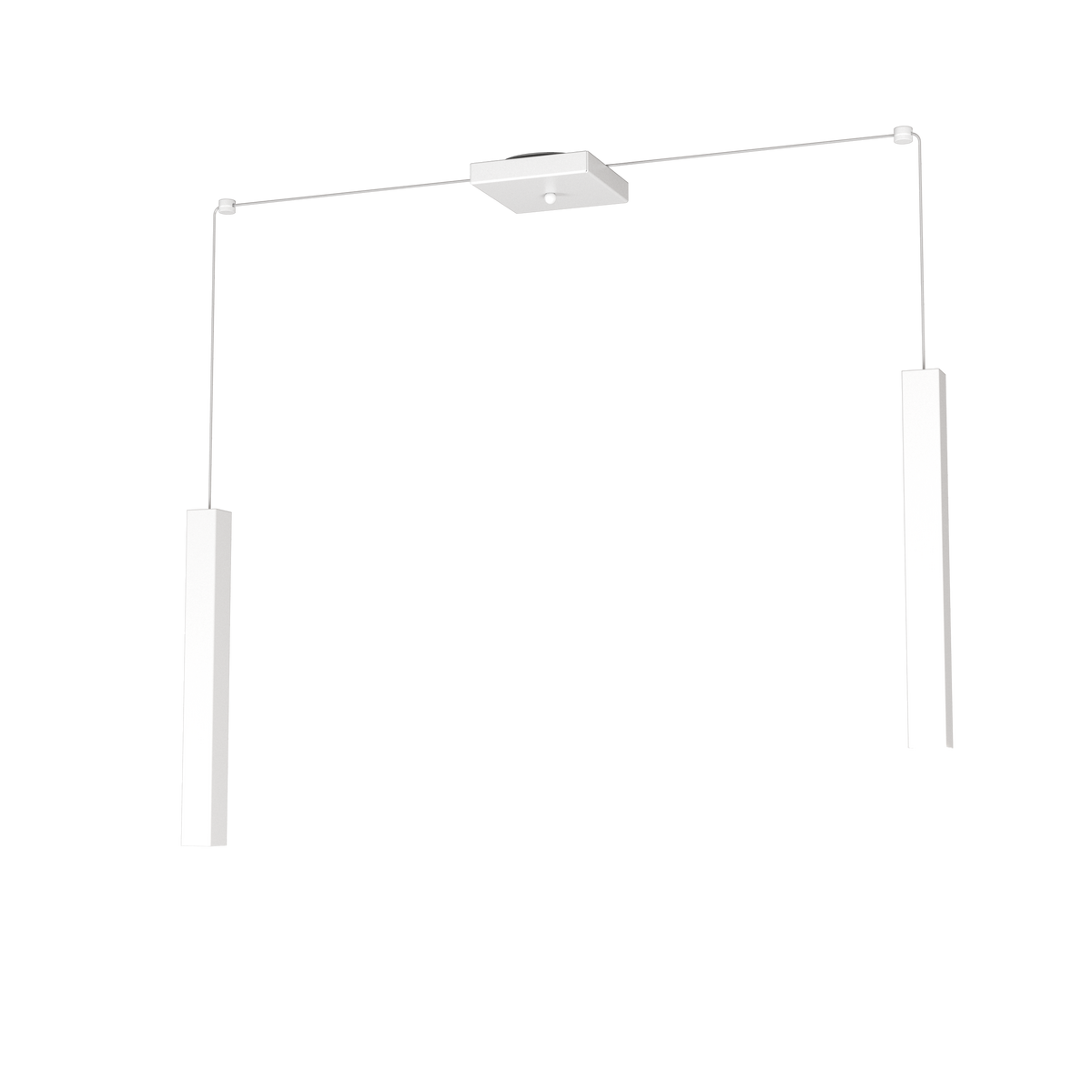 1173/S2-BI SQUARE TUBE SOSPENSIONE 2 LUCI BIANCO CAVO CM.250 CON BASE