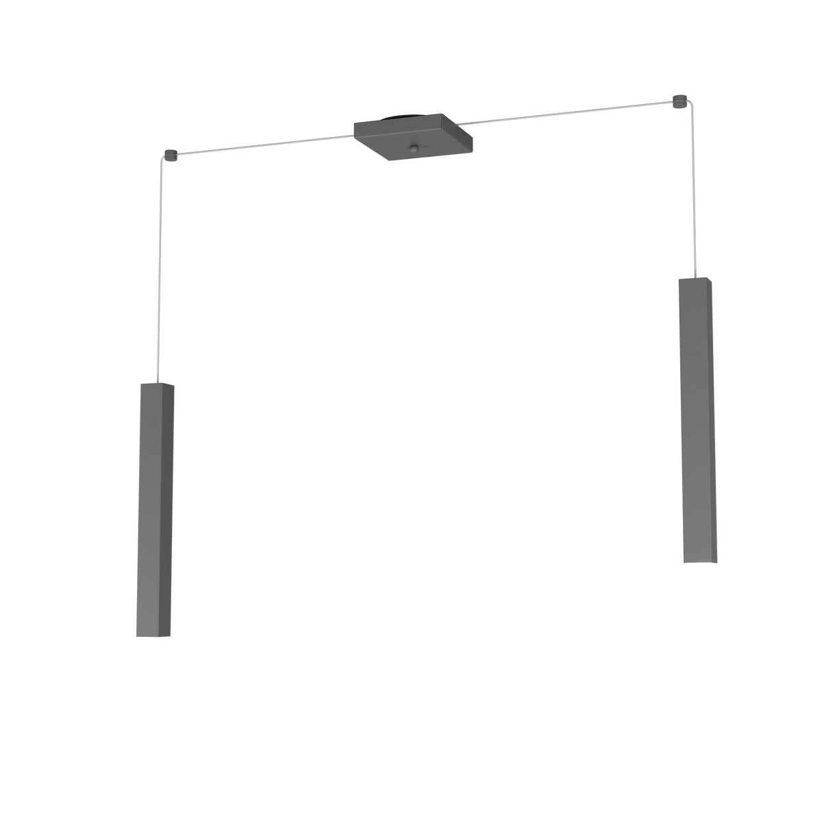 1173/S2-GA SQUARE TUBE SOSPENSIONE 2 LUCI GRIGIO ANTRACITE CAVO CM.250 CON BASE