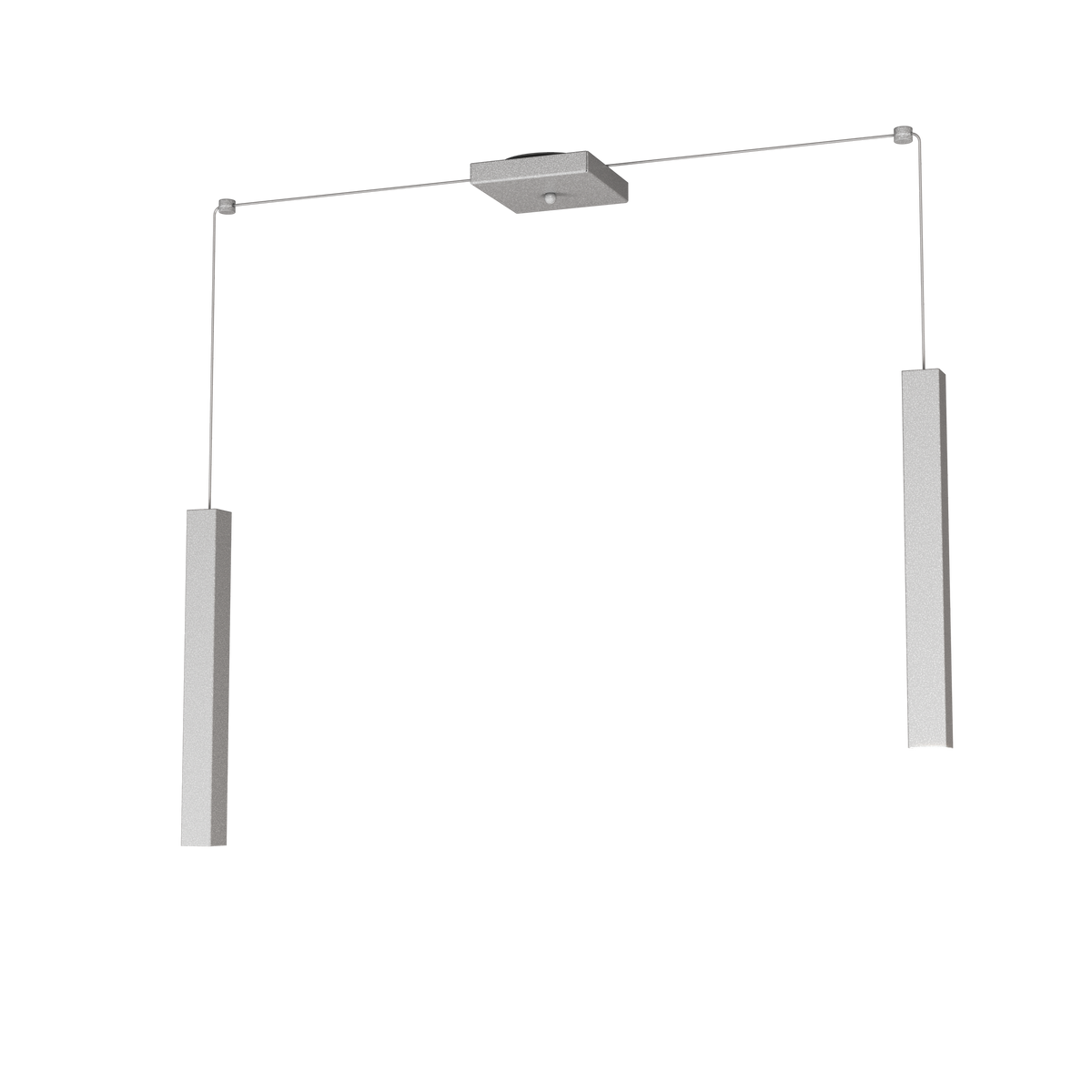 1173/S2-GR SQUARE TUBE SOSPENSIONE 2 LUCI GRIGIO CAVO CM.250 CON BASE