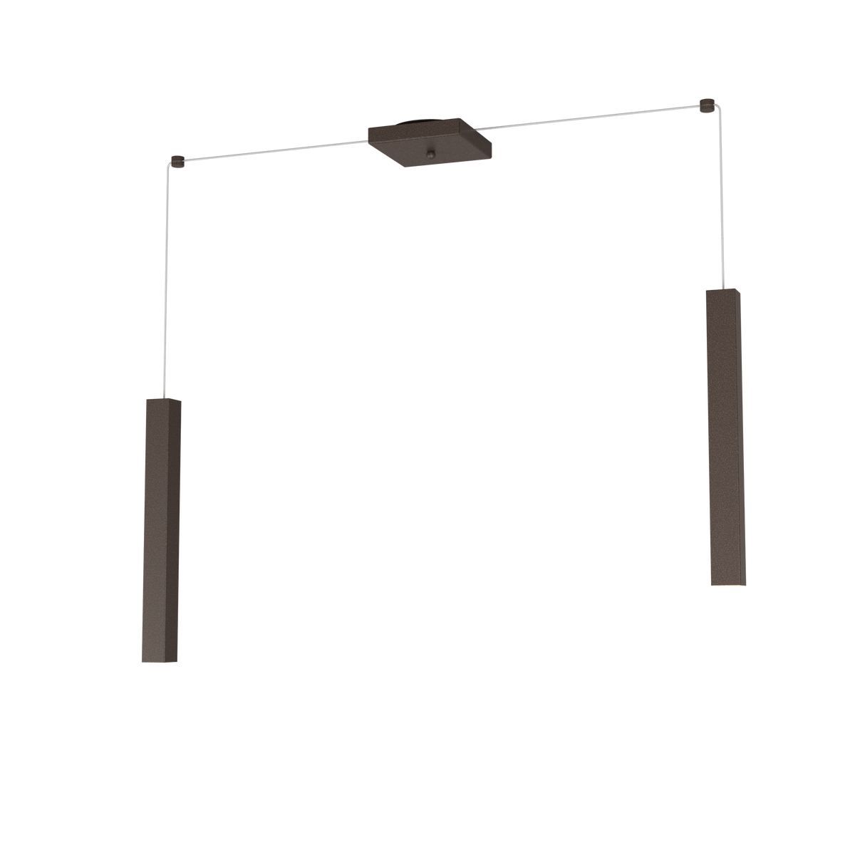 1173/S2-MA SQUARE TUBE SOSPENSIONE 2 LUCI MARRONE CAVO CM.250 CON BASE