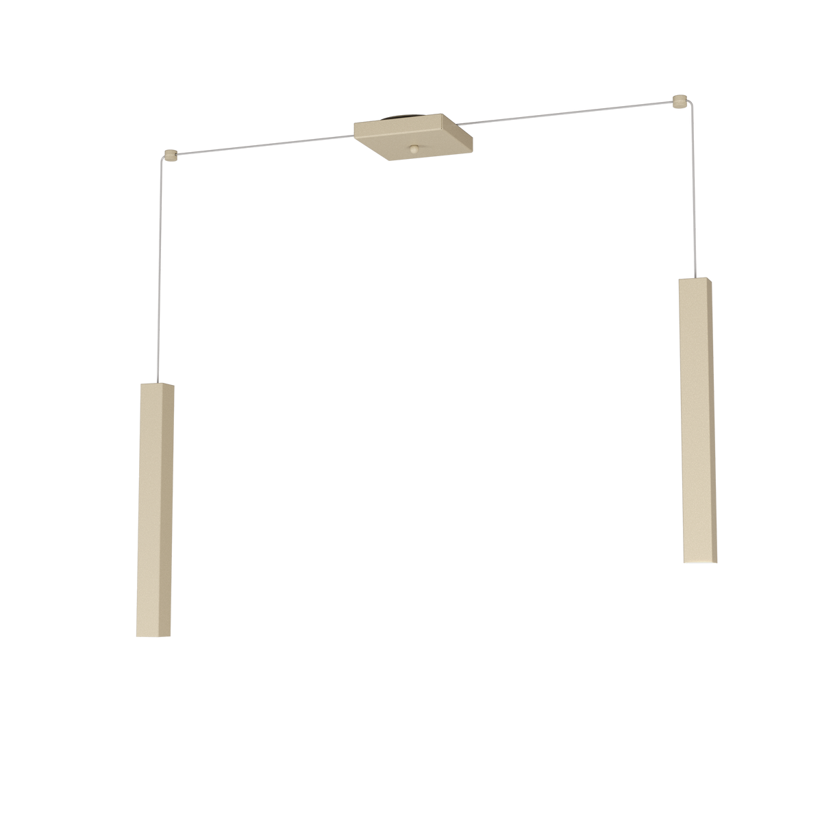 1173/S2-SA SQUARE TUBE SOSPENSIONE 2 LUCI SABBIA CAVO CM.250 CON BASE