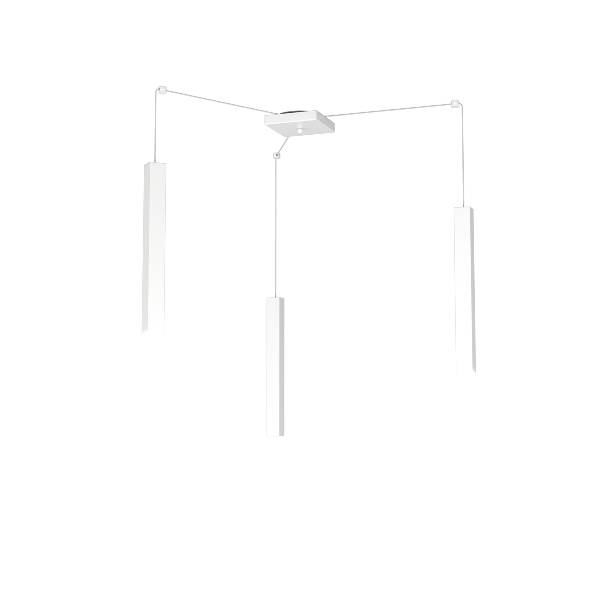 1173/S3-BI SQUARE TUBE SOSPENSIONE 3 LUCI BIANCO CAVO CM.250 CON BASE