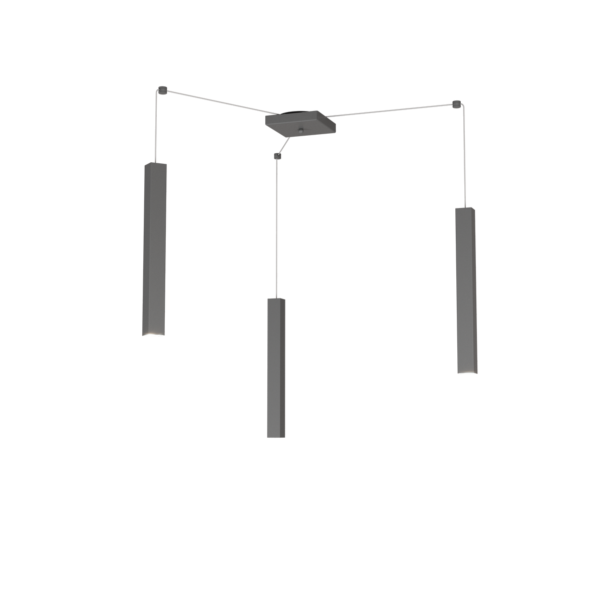 1173/S3-GA SQUARE TUBE SOSPENSIONE 3 LUCI GRIGIO ANTRACITE CAVO CM.250 CON BASE