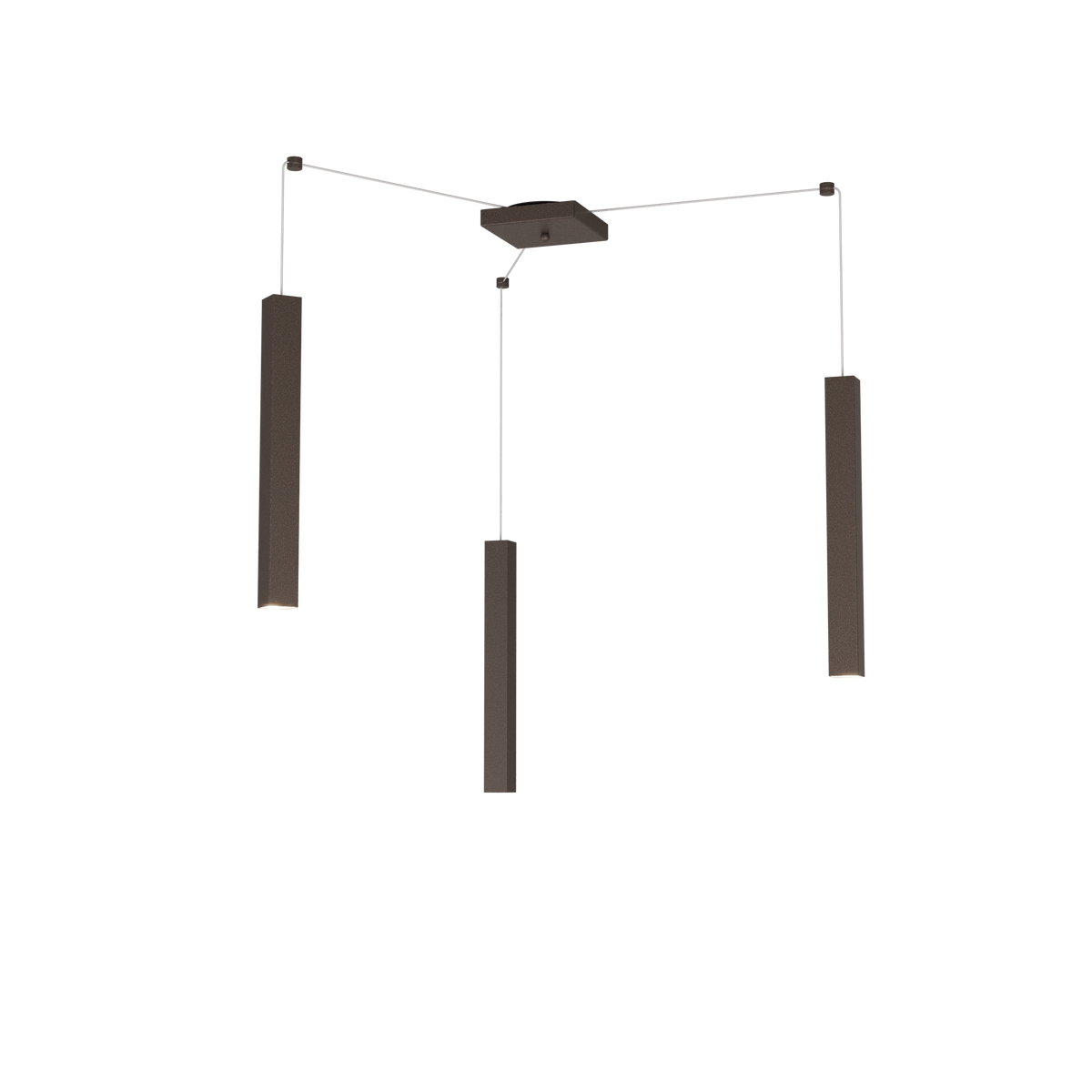 1173/S3-MA SQUARE TUBE SOSPENSIONE 3 LUCI MARRONE CAVO CM.250 CON BASE