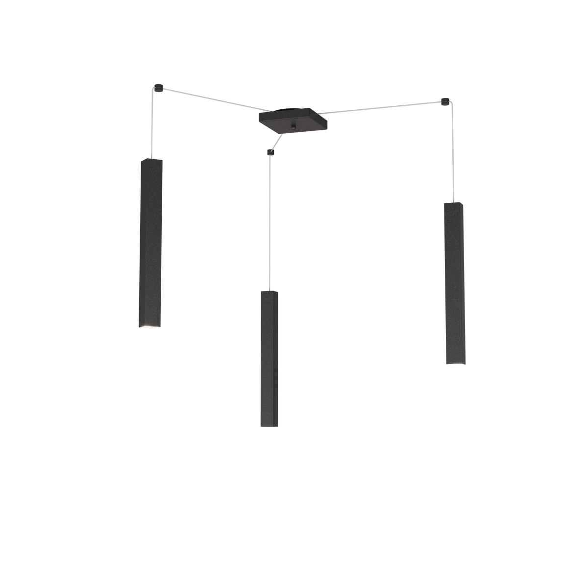 1173/S3-NE SQUARE TUBE SOSPENSIONE 3 LUCI NERO CAVO CM.250 CON BASE