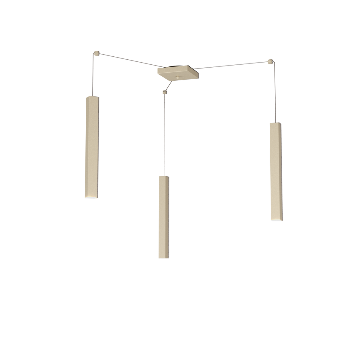 1173/S3-SA SQUARE TUBE SOSPENSIONE 3 LUCI SABBIA CAVO CM.250 CON BASE