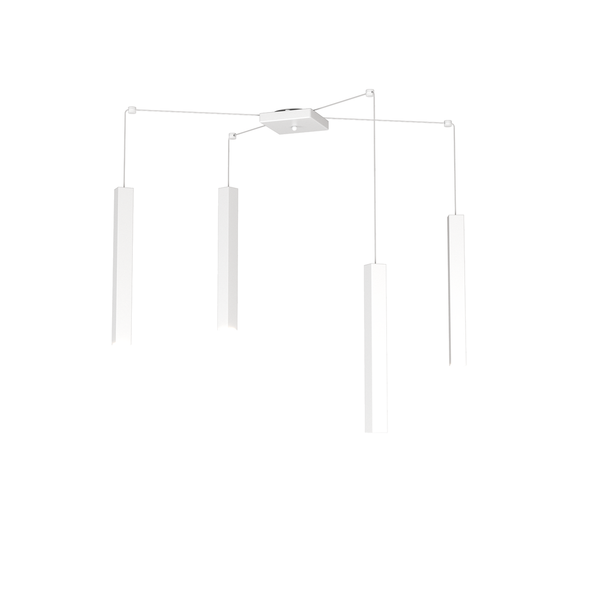 1173/S4-BI SQUARE TUBE SOSPENSIONE 4 LUCI BIANCO CAVO CM.250 CON BASE