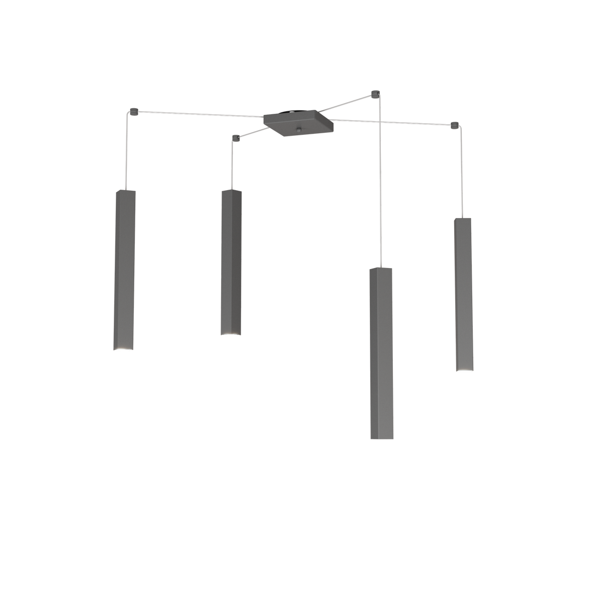 1173/S4-GA SQUARE TUBE SOSPENSIONE 4 LUCI GRIGIO ANTRACITE CAVO CM.250 CON BASE