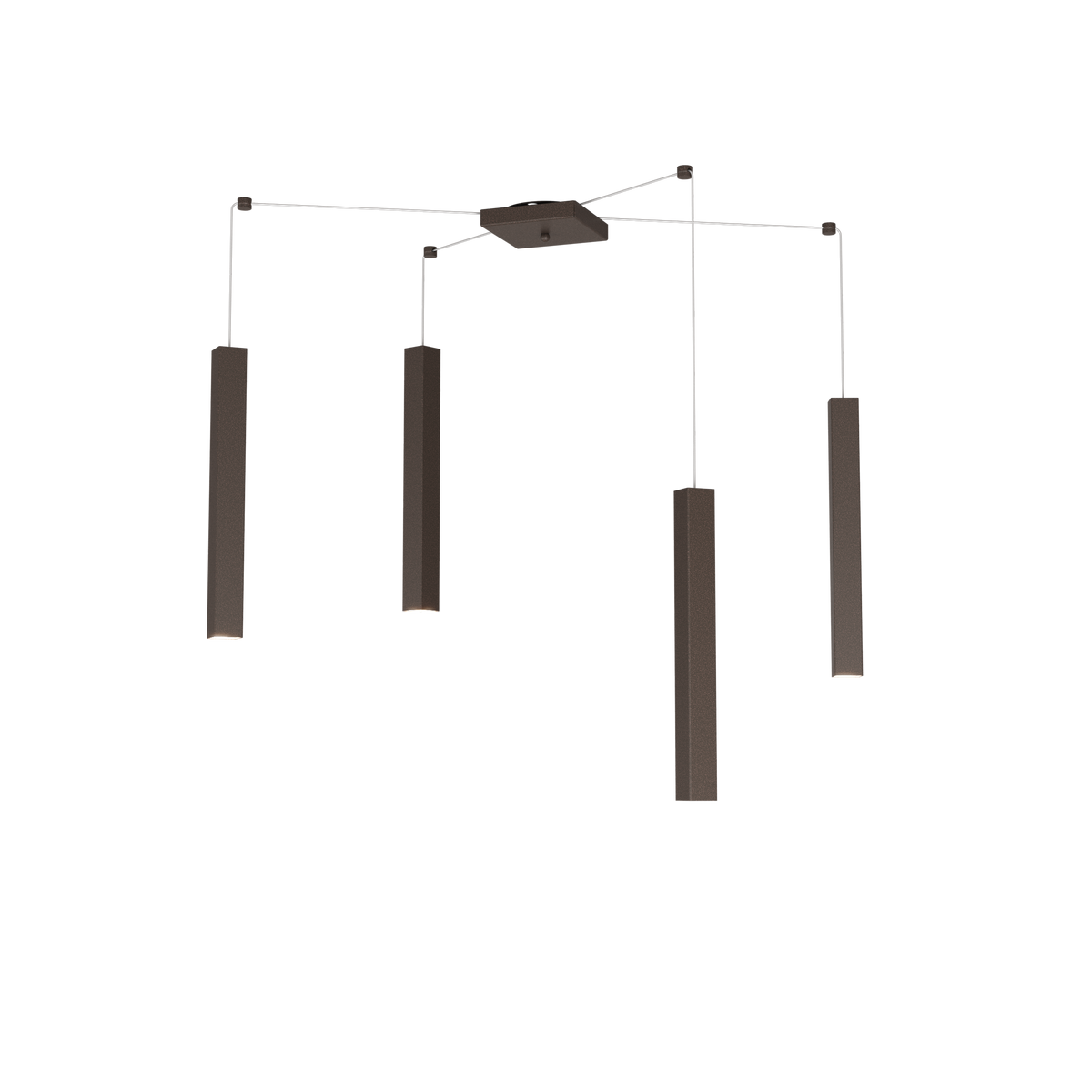 1173/S4-MA SQUARE TUBE SOSPENSIONE 4 LUCI MARRONE CAVO CM.250 CON BASE