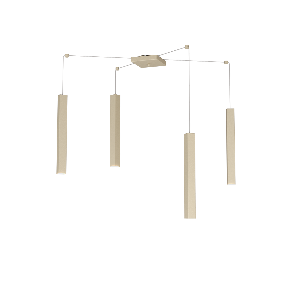 1173/S4-SA SQUARE TUBE SOSPENSIONE 4 LUCI SABBIA CAVO CM.250 CON BASE