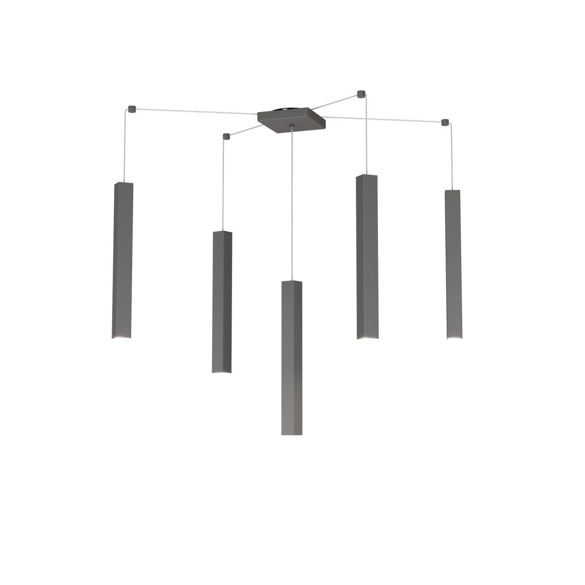 1173/S5-GA SQUARE TUBE SOSPENSIONE 5 LUCI GRIGIO ANTRACITE CAVO CM.250 CON BASE