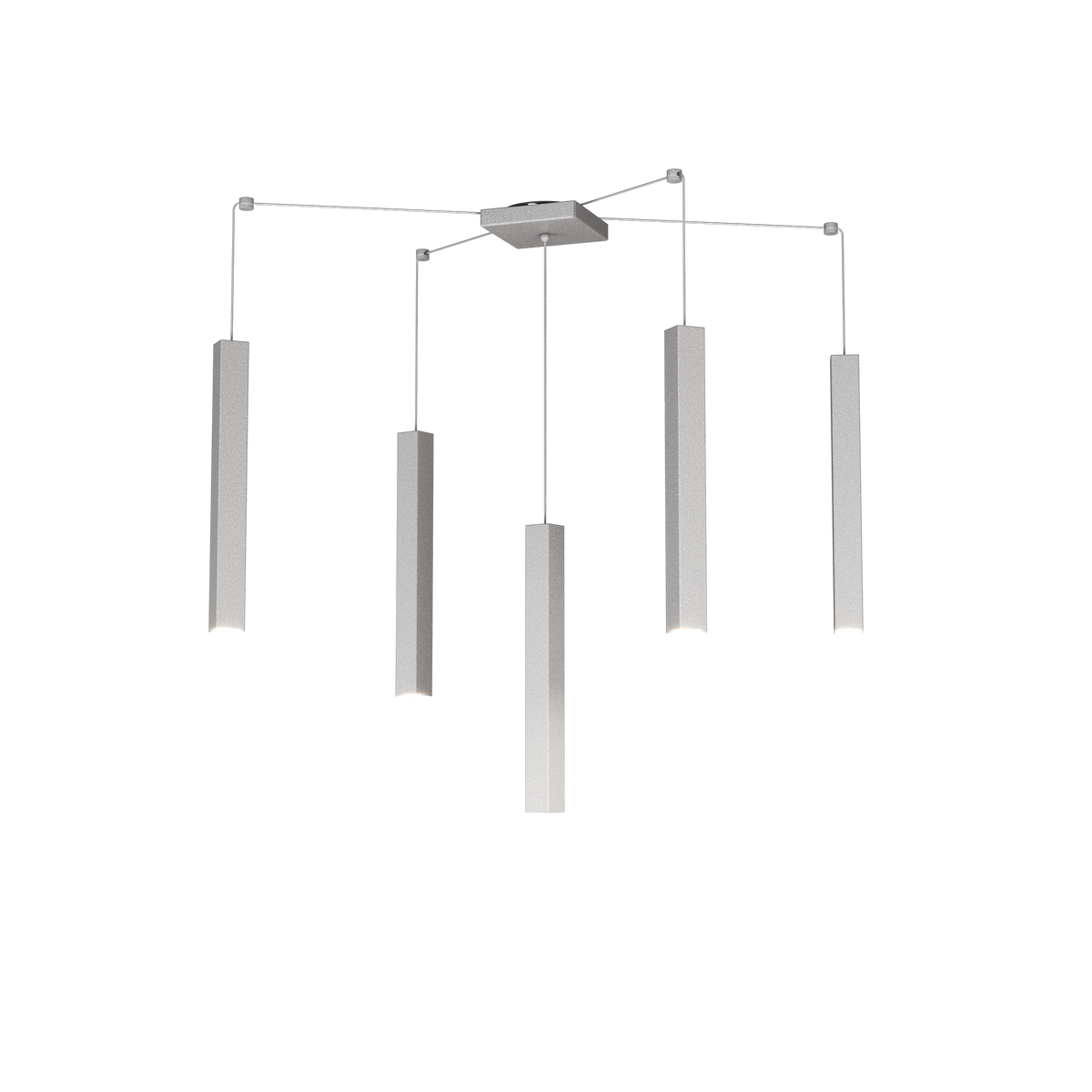 1173/S5-GR SQUARE TUBE SOSPENSIONE 5 LUCI GRIGIO CAVO CM.250 CON BASE