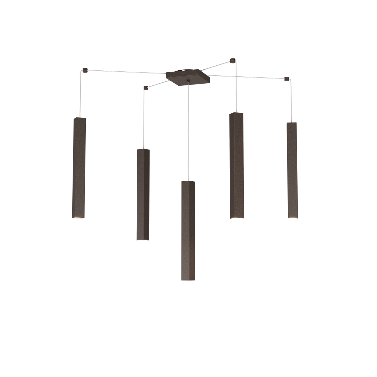 1173/S5-MA SQUARE TUBE SOSPENSIONE 5 LUCI MARRONE CAVO CM.250 CON BASE