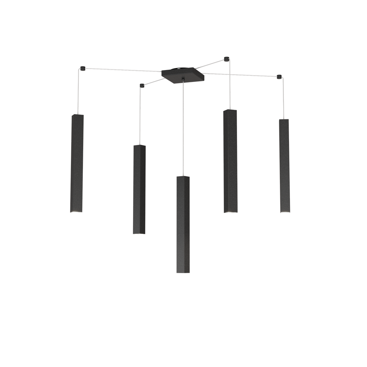 1173/S5-NE SQUARE TUBE SOSPENSIONE 5 LUCI NERO CAVO CM.250 CON BASE