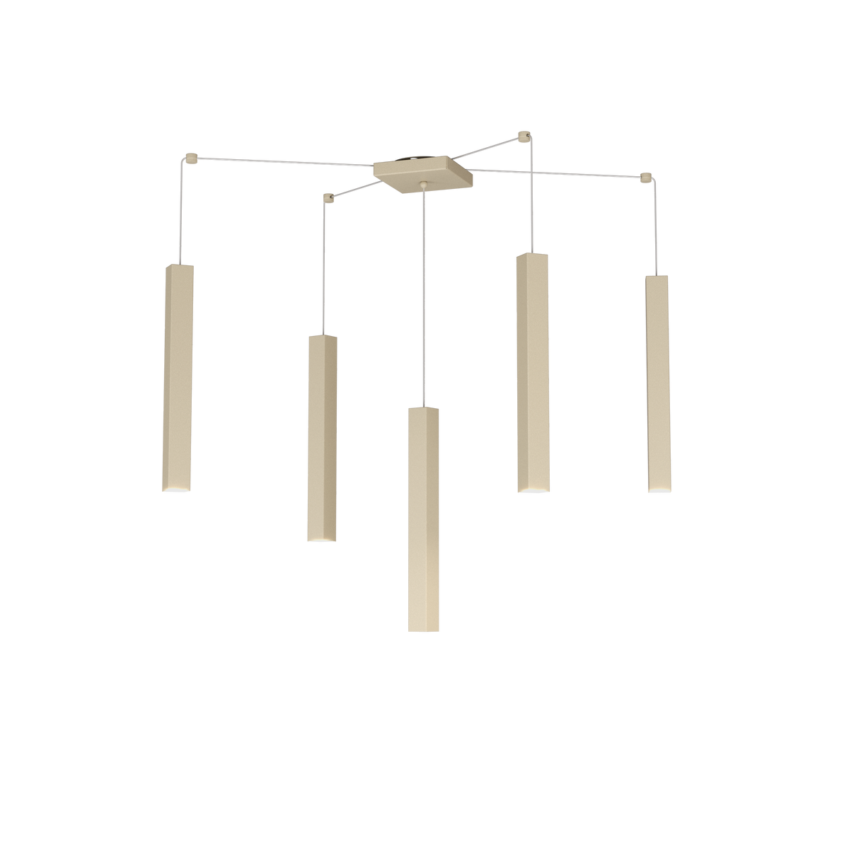 1173/S5-SA SQUARE TUBE SOSPENSIONE 5 LUCI SABBIA CAVO CM.250 CON BASE