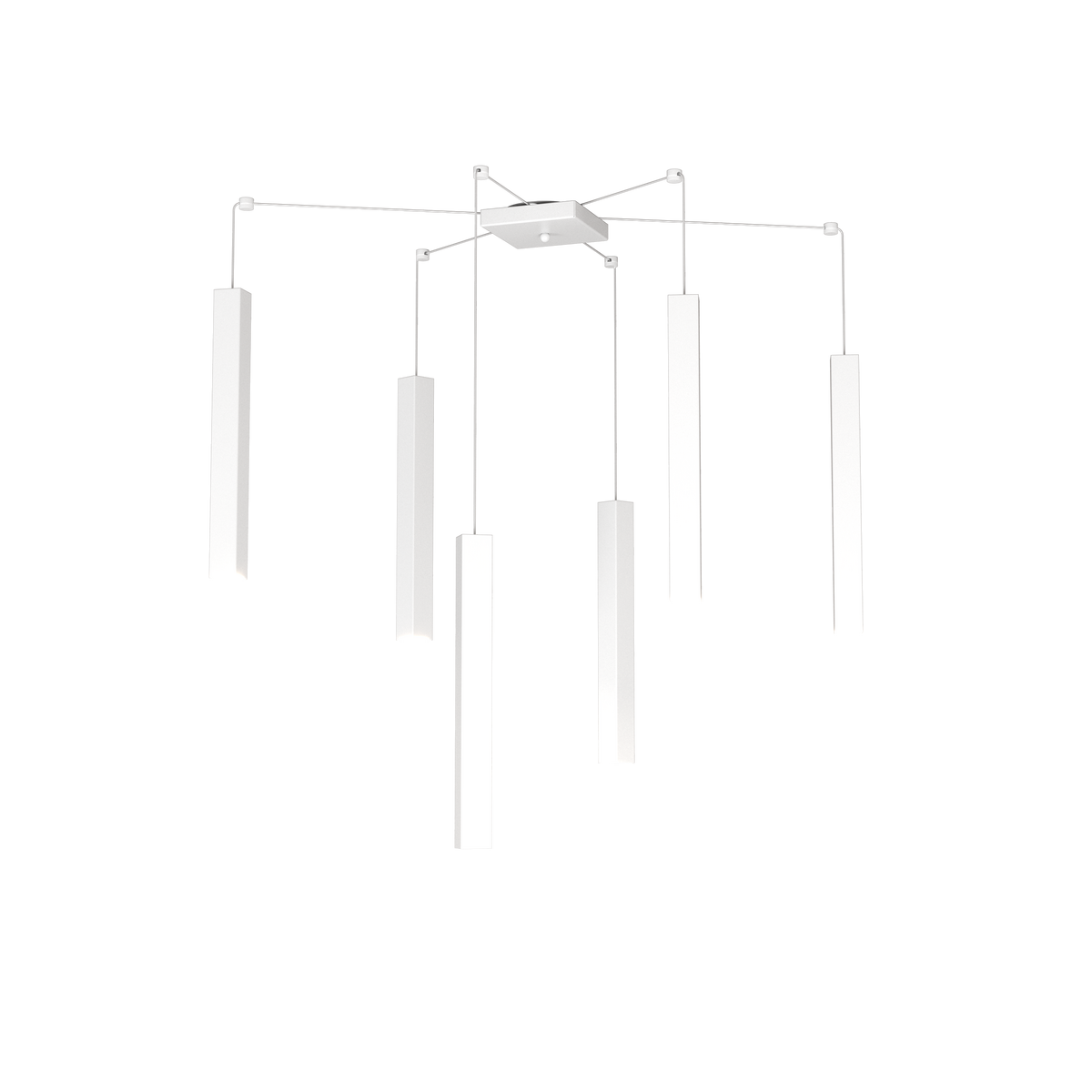 1173/S6-BI SQUARE TUBE SOSPENSIONE 6 LUCI BIANCO CAVO CM.250 CON BASE