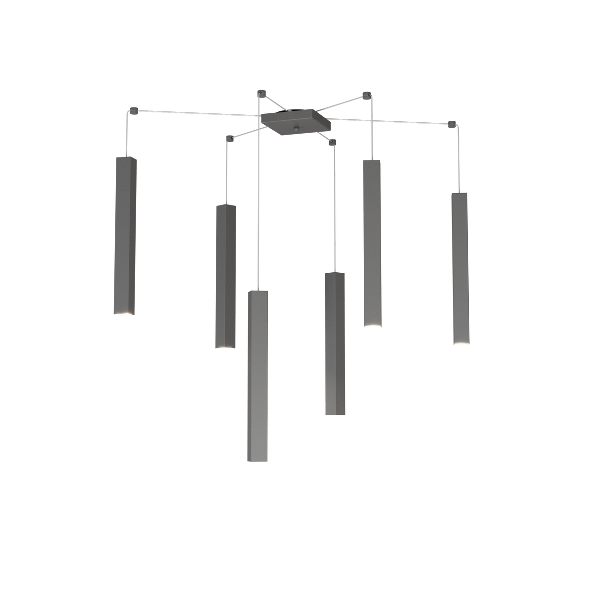 1173/S6-GA SQUARE TUBE SOSPENSIONE 6 LUCI GRIGIO ANTRACITE CAVO CM.250 CON BASE