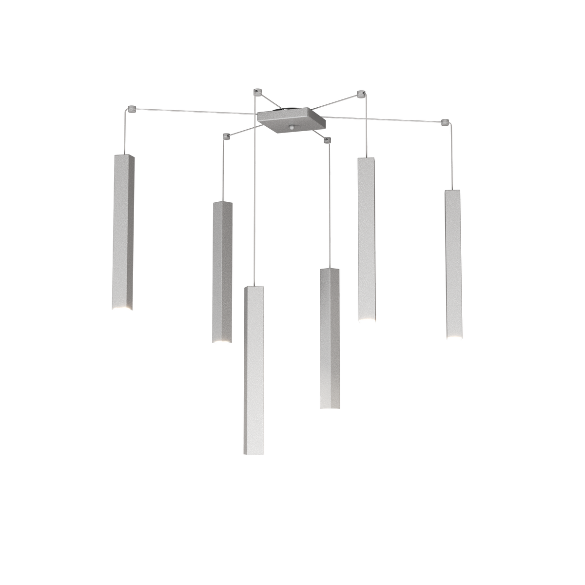 1173/S6-GR SQUARE TUBE SOSPENSIONE 6 LUCI GRIGIO CAVO CM.250 CON BASE