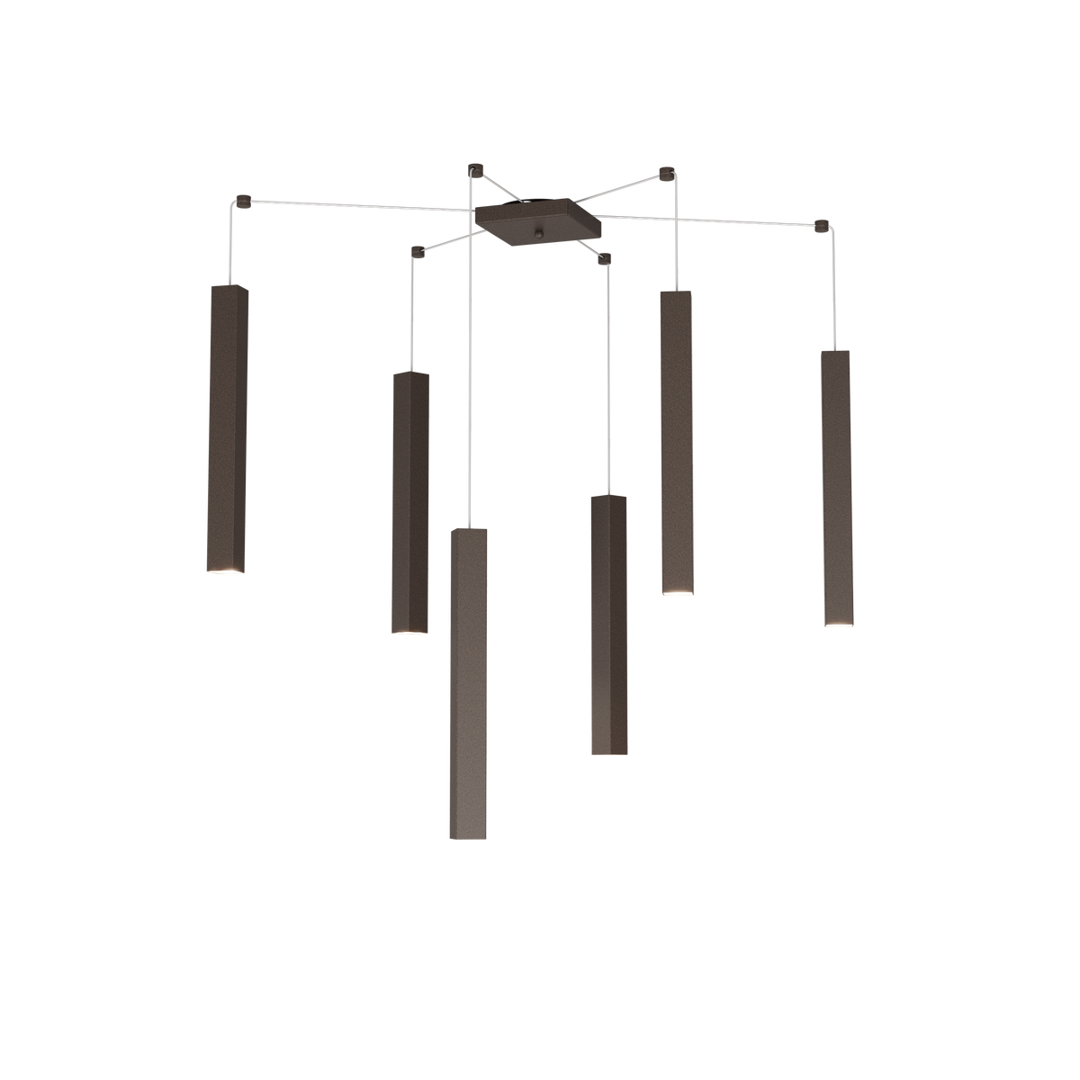 1173/S6-MA SQUARE TUBE SOSPENSIONE 6 LUCI MARRONE CAVO CM.250 CON BASE