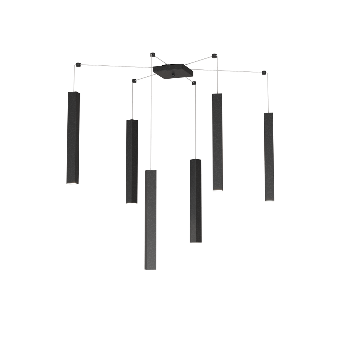 1173/S6-NE SQUARE TUBE SOSPENSIONE 6 LUCI NERO CAVO CM.250 CON BASE