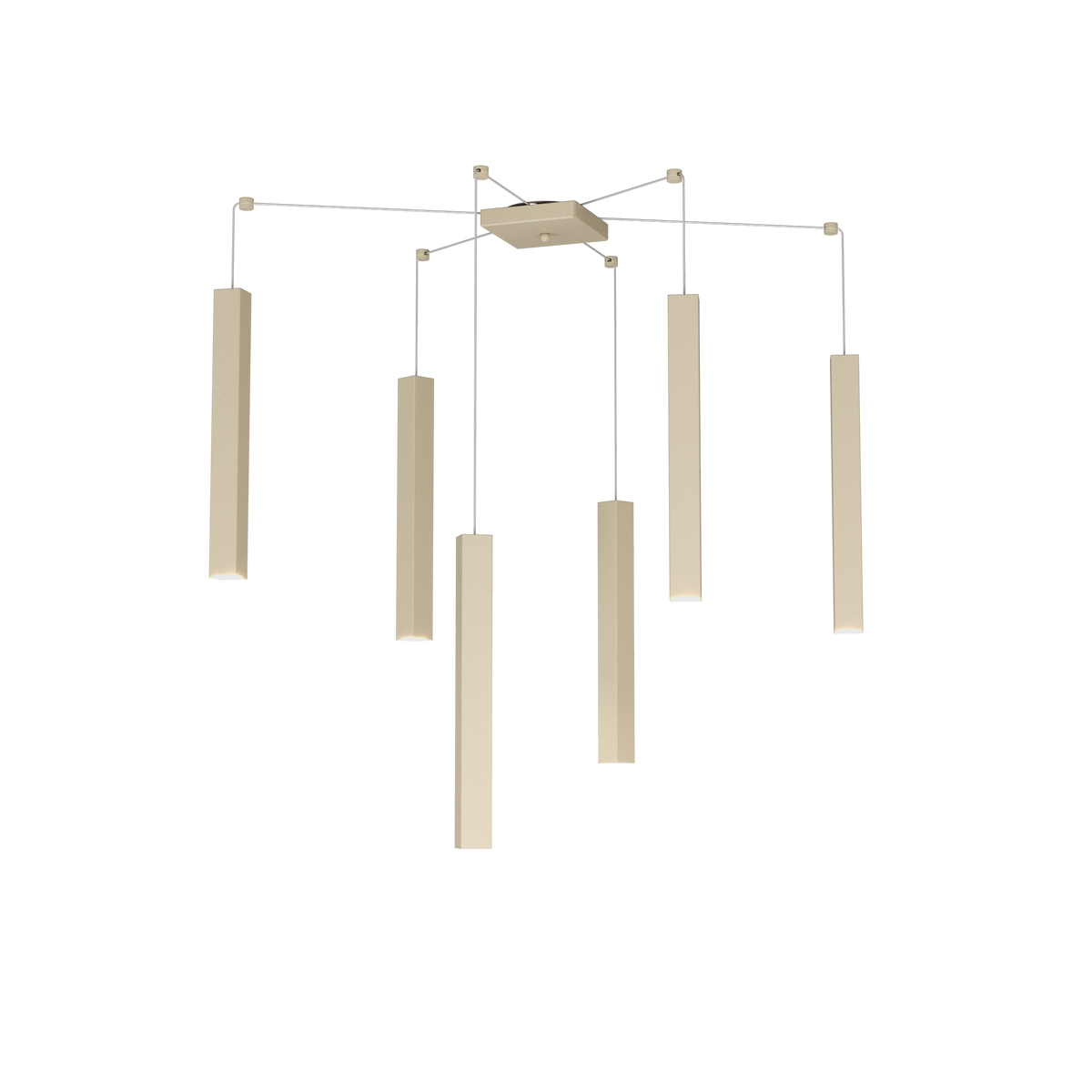 1173/S6-SA SQUARE TUBE SOSPENSIONE 6 LUCI SABBIA CAVO CM.250 CON BASE