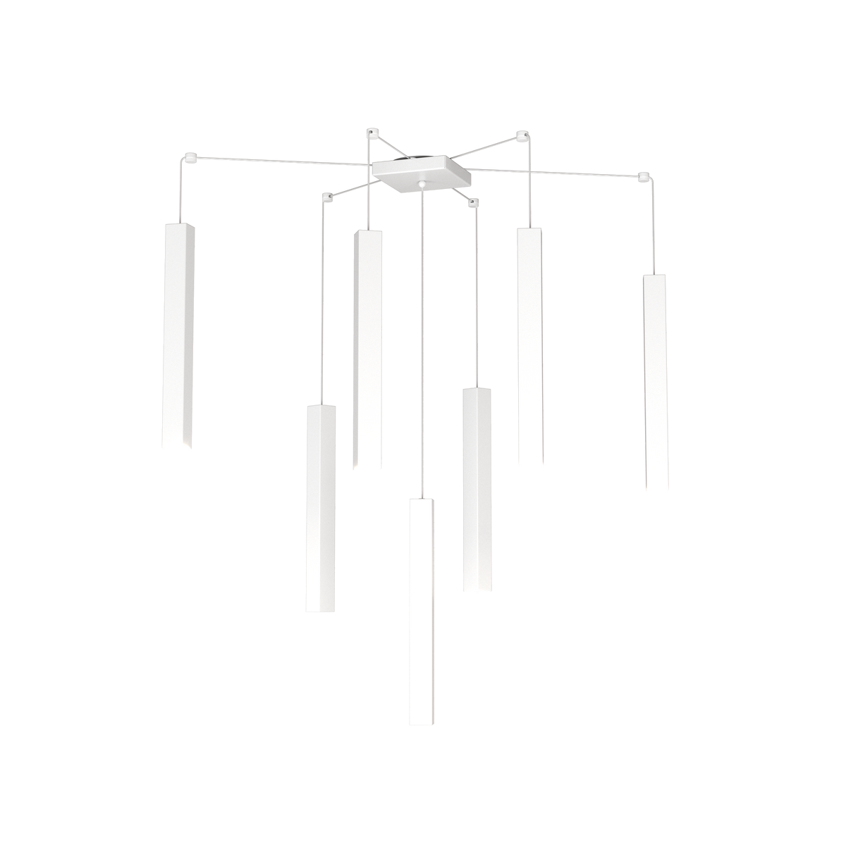 1173/S7-BI SQUARE TUBE SOSPENSIONE 7 LUCI BIANCO CAVO CM.250 CON BASE