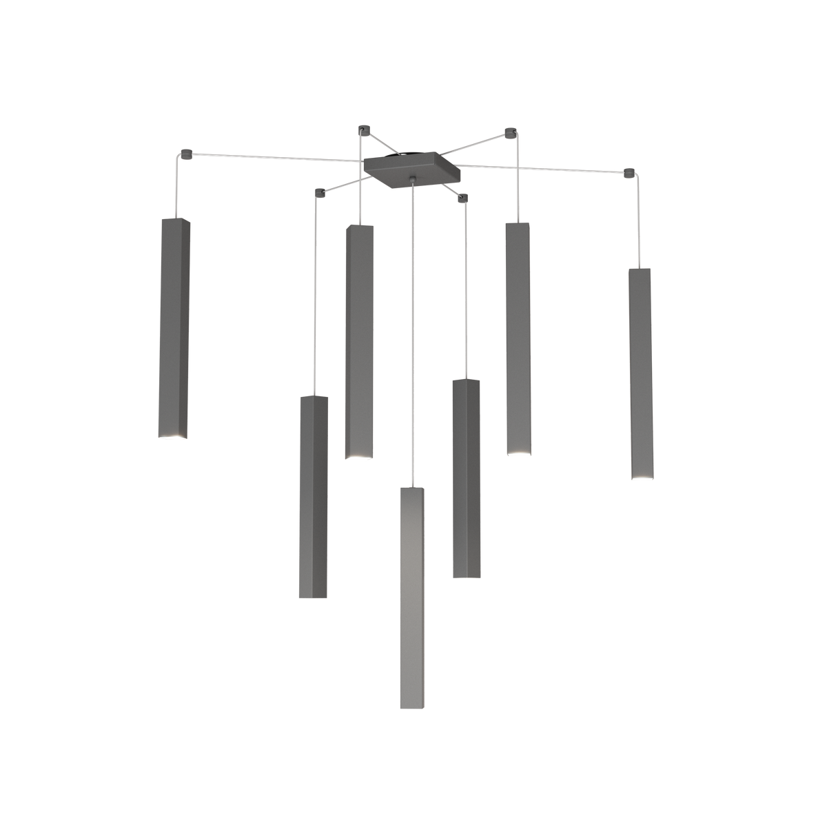 1173/S7-GA SQUARE TUBE SOSPENSIONE 7 LUCI GRIGIO ANTRACITE CAVO CM.250 CON BASE