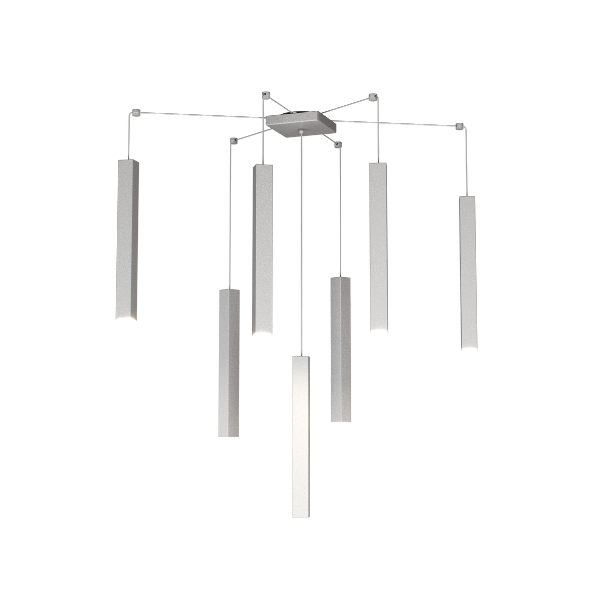 1173/S7-GR SQUARE TUBE SOSPENSIONE 7 LUCI GRIGIO CAVO CM.250 CON BASE