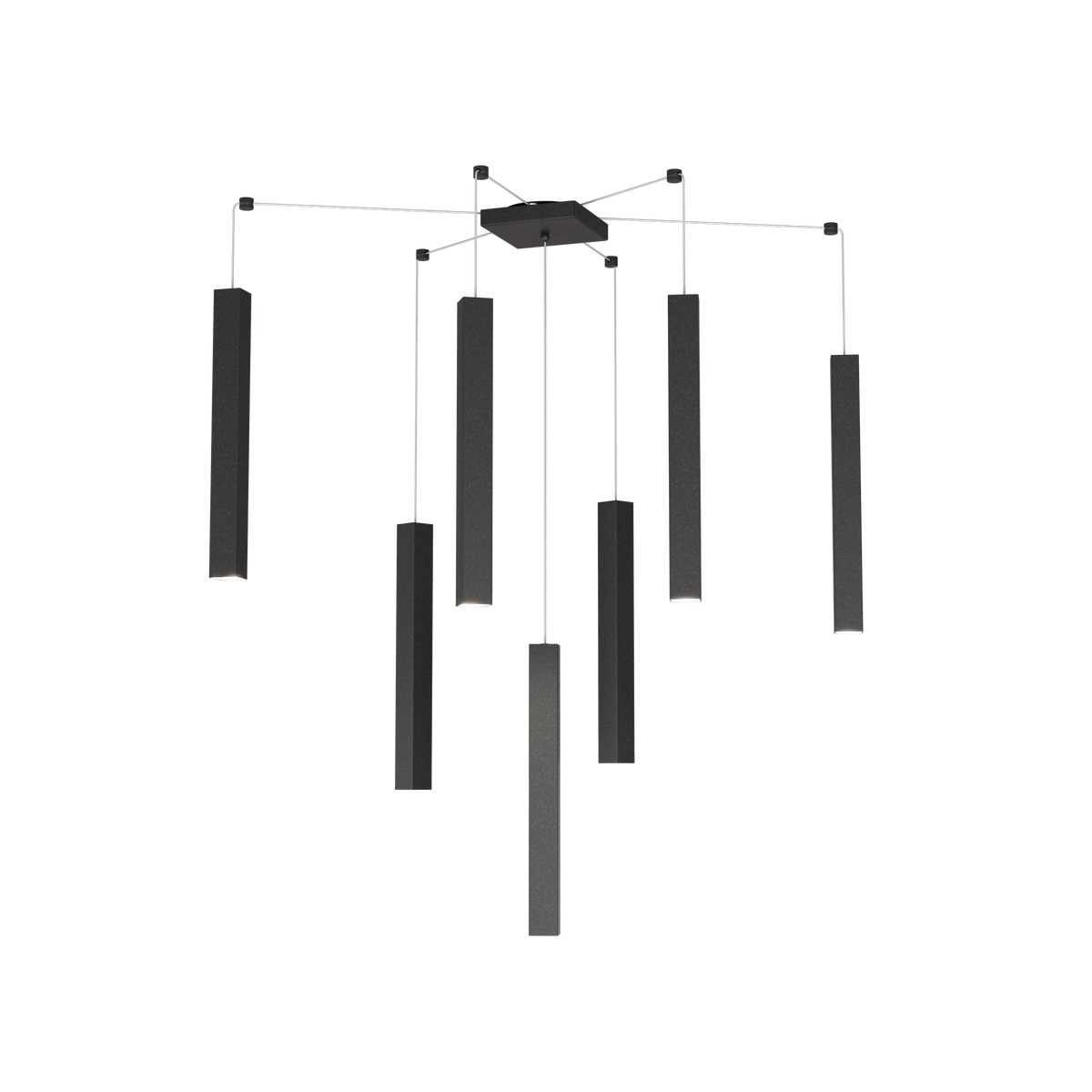 1173/S7-NE SQUARE TUBE SOSPENSIONE 7 LUCI NERO CAVO CM.250 CON BASE
