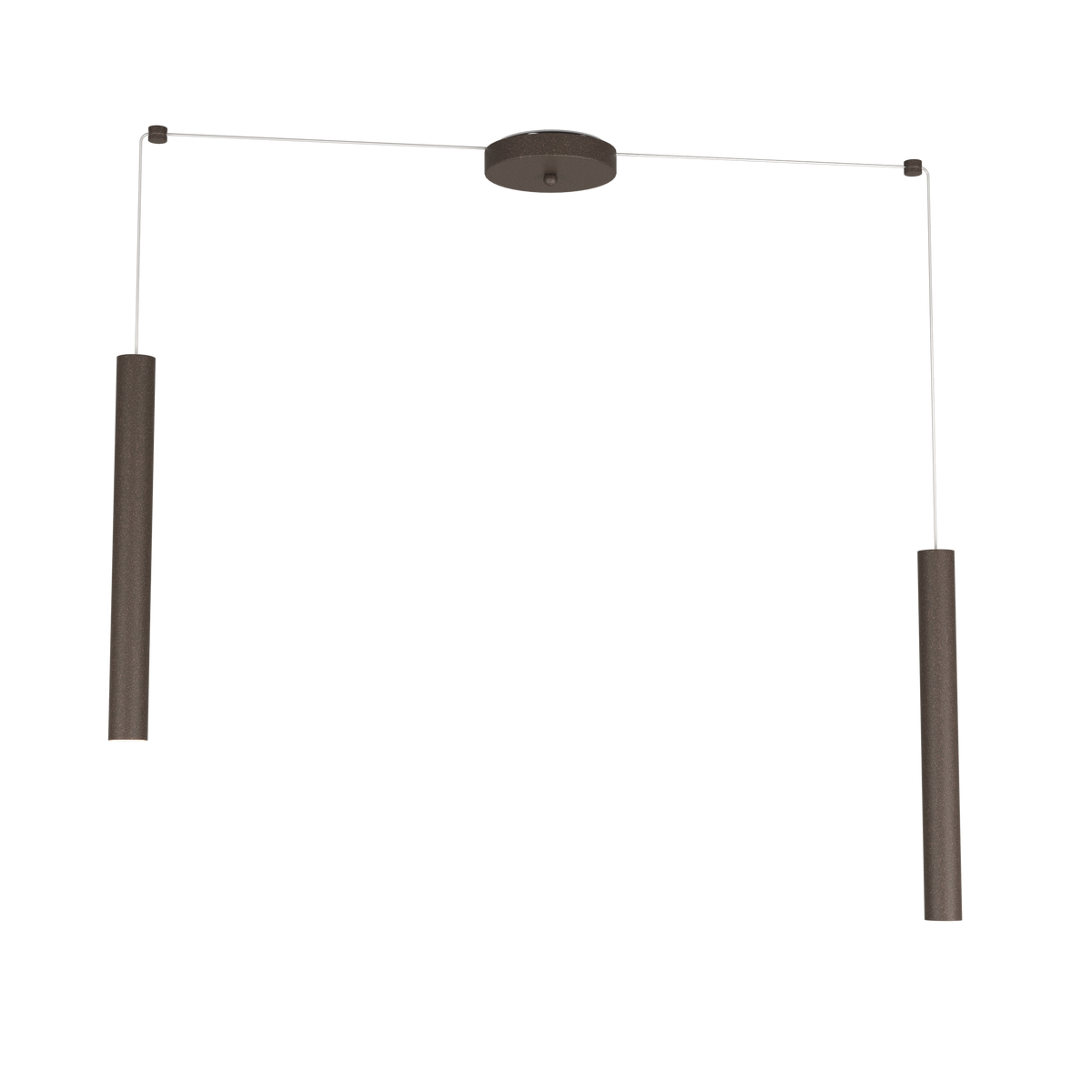 1174/S2-MA ROUND TUBE SOSPENSIONE 2 LUCI MARRONE CAVO CM.250 CON BASE