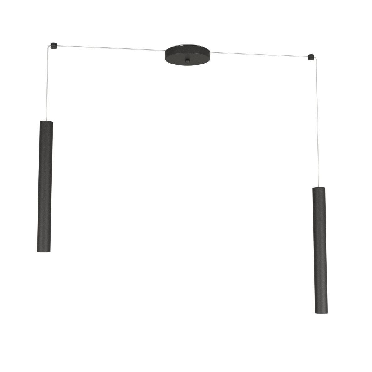1174/S2-NE ROUND TUBE SOSPENSIONE 2 LUCI NERO CAVO CM.250 CON BASE